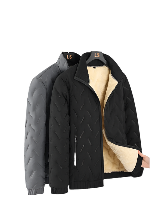 Manteau d’Hiver Homme – Coton Épais & Velours d’Agneau, Col Montant, Chaud et Résistant