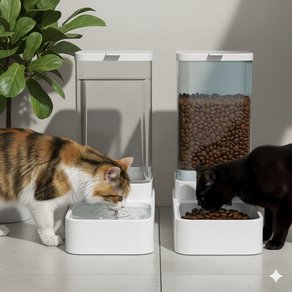 Distributeur 2-en-1 à gravité eau + croquettes 4L (2,1 kg)