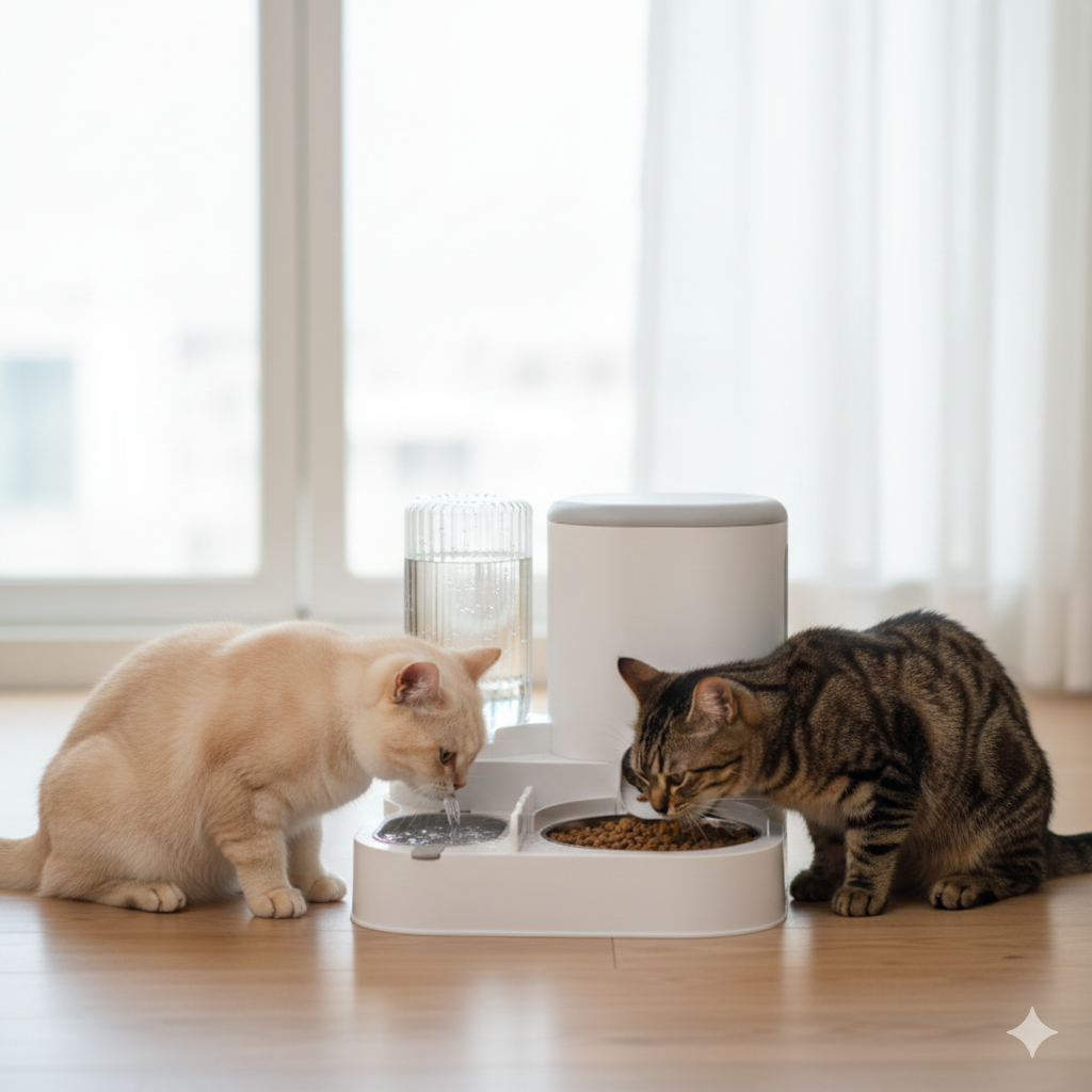 Distributeur automatique eau & croquettes pour chat – Pack repas 2-en-1 Chat’eau