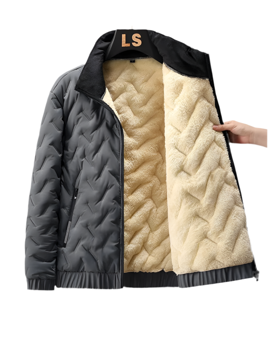 Manteau d’Hiver Homme – Coton Épais & Velours d’Agneau, Col Montant, Chaud et Résistant