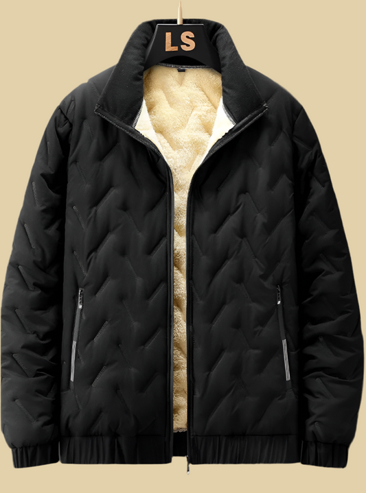 Manteau d’Hiver Homme – Coton Épais & Velours d’Agneau, Col Montant, Chaud et Résistant