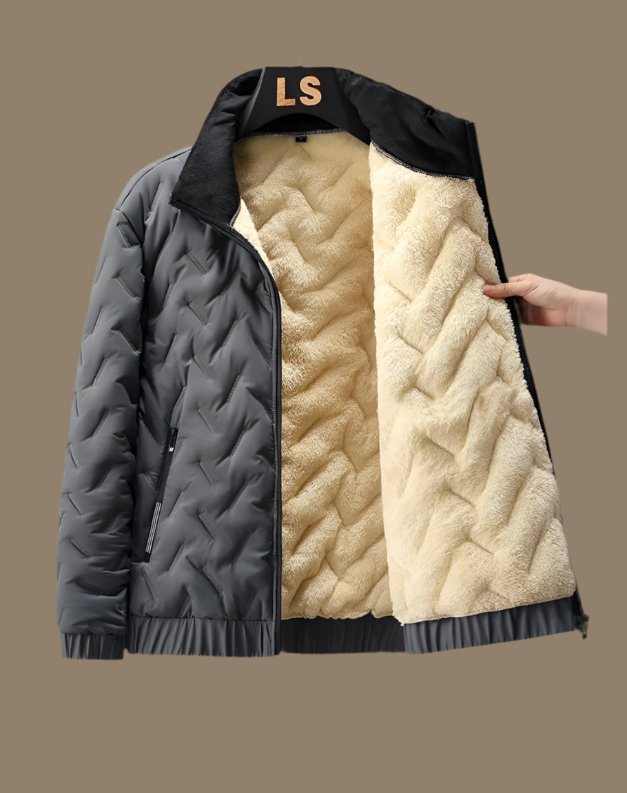 Manteau d’Hiver Homme – Coton Épais & Velours d’Agneau, Col Montant, Chaud et Résistant