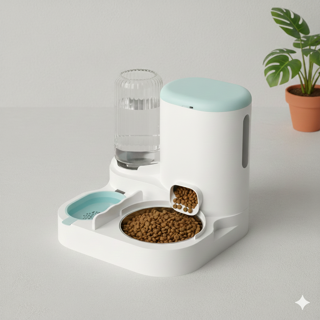 Distributeur automatique eau & croquettes pour chat – Pack repas 2-en-1 Chat’eau