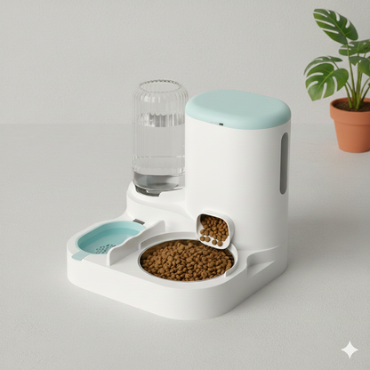 Distributeur automatique eau & croquettes pour chat – Pack repas 2-en-1 Chat’eau