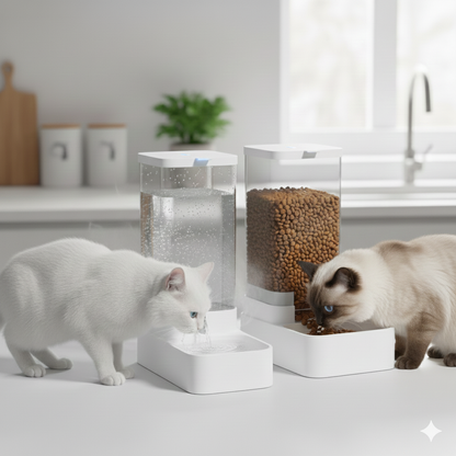 Distributeur 2-en-1 à gravité eau + croquettes 4L (2,1 kg)