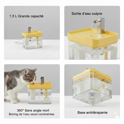 Fontaine à eau automatique pour chat 1,5 L – Hydratation continue par circulation filtrée