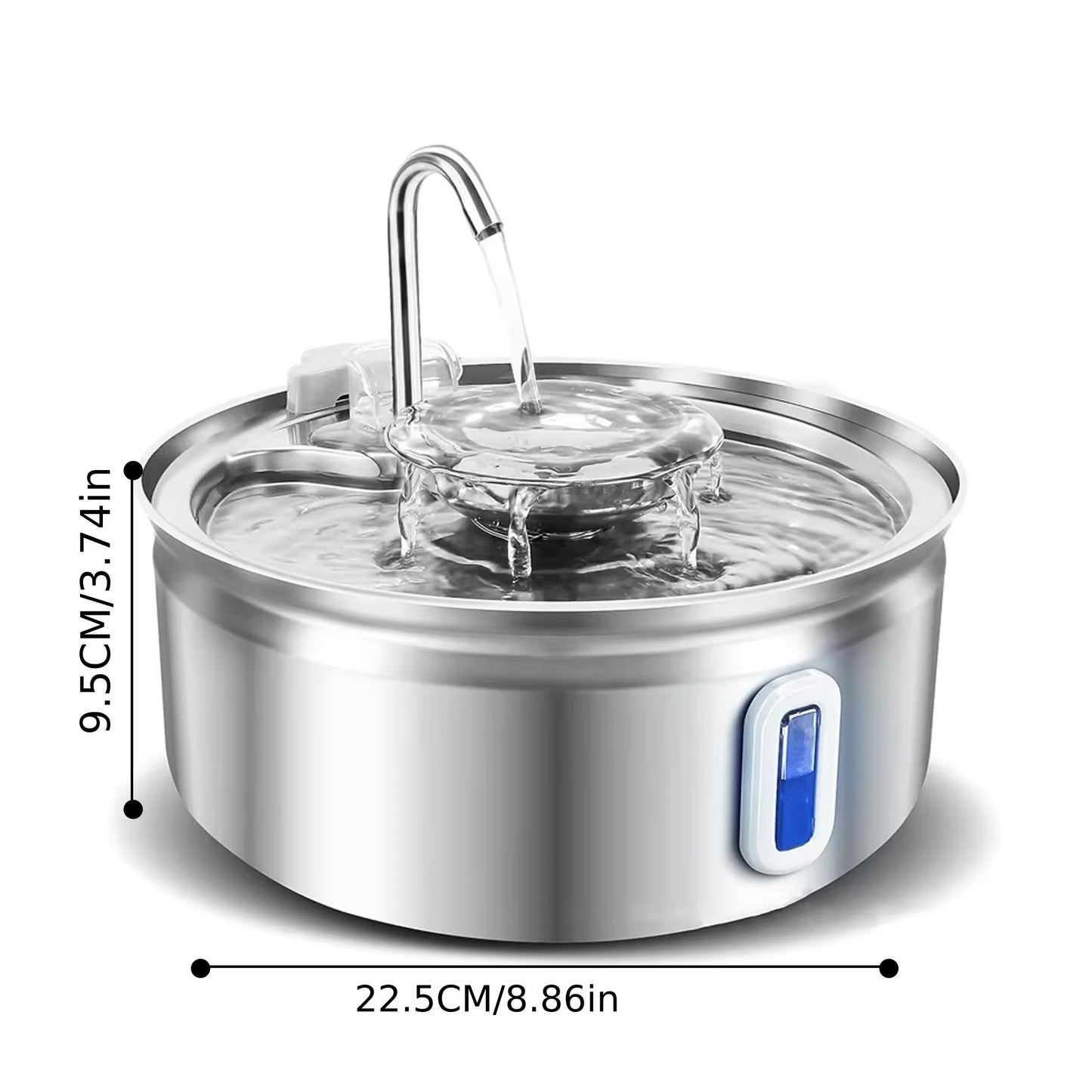 Fontaine à eau automatique inox 3,2 L pour chats et chiens + 4 filtres – Distributeur silencieux, facile à nettoyer