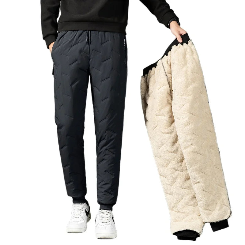 Pantalon de Survêtement Homme Hiver – Polaire Épaisse Imperméable, Coupe-Vent, Laine d’Agneau, Confort et Chaleur