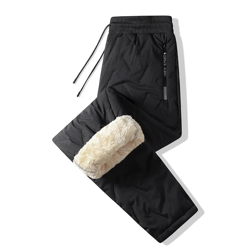 Pantalon de Survêtement Homme Hiver – Polaire Épaisse Imperméable, Coupe-Vent, Laine d’Agneau, Confort et Chaleur