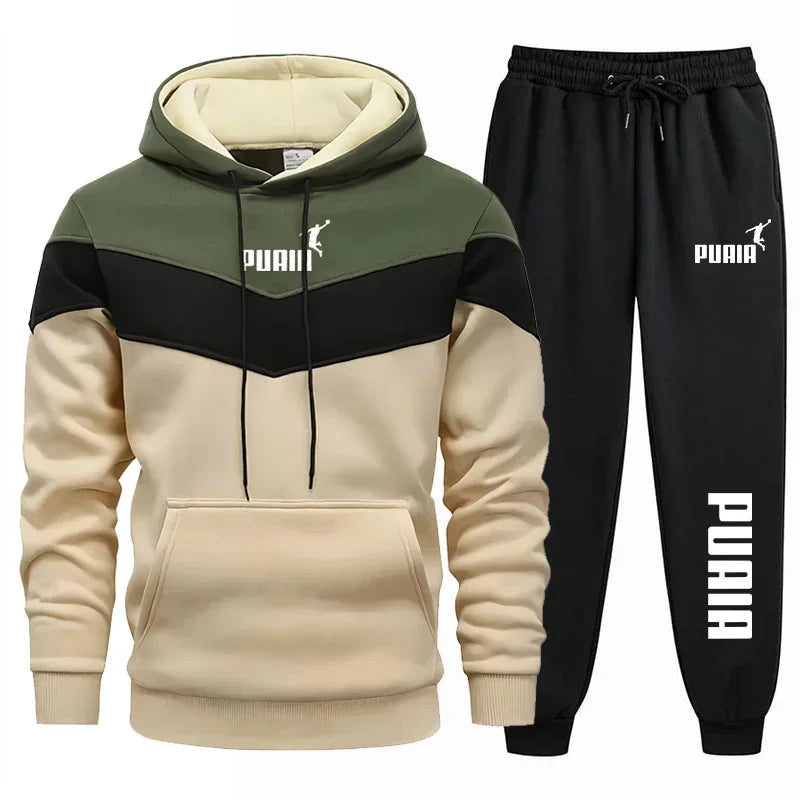 Ensemble Homme Hiver – Sweat à Capuche + Pantalon Chaud, Confort et Style Décontracté