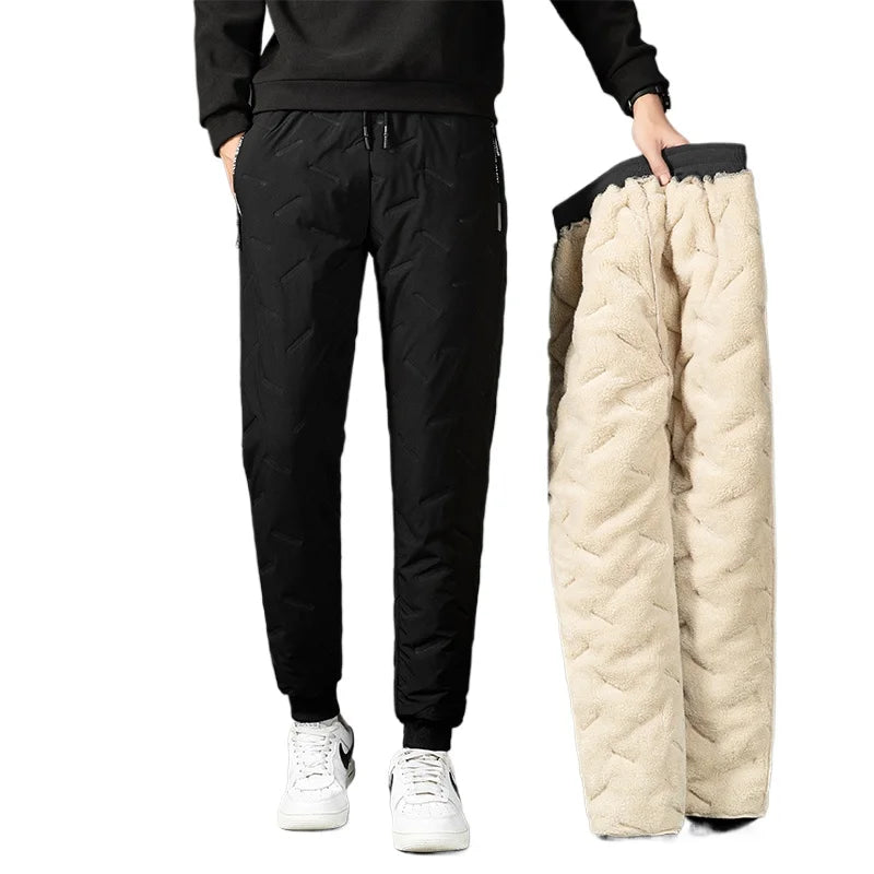 Pantalon de Survêtement Homme Hiver – Polaire Épaisse Imperméable, Coupe-Vent, Laine d’Agneau, Confort et Chaleur